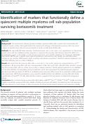 Cover page: Identification of markers that functionally define a quiescent multiple myeloma cell sub-population surviving bortezomib treatment.