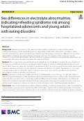 Cover page: Sex differences in electrolyte abnormalities indicating refeeding syndrome risk among hospitalized adolescents and young adults with eating disorders.