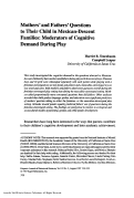 Cover page: Mothers' and Fathers' Questions to Their Child in Mexican-Descent Families: Moderators of Cognitive Demand During Play
