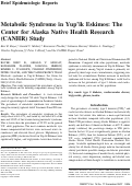 Cover page: Metabolic Syndrome in Yup'ik Eskimos: The Center for Alaska Native Health Research (CANHR) Study