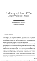 Cover page: On Paragraph Four of “The Conservation of Races”