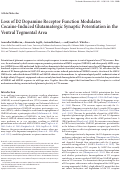 Cover page: Loss of D2 dopamine receptor function modulates cocaine-induced glutamatergic synaptic potentiation in the ventral tegmental area.