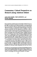 Cover page: Commentary: Cultural Perspectives on Research among American Indians