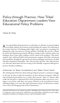 Cover page: Policy through Practice: How Tribal Education Department Leaders View Educational Policy Problems