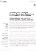 Cover page: Altered Domain Functional Network Connectivity Strength and Randomness in Schizophrenia
