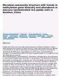 Cover page: Microbial community structure with trends in methylation gene diversity and abundance in mercury-contaminated rice paddy soils in Guizhou, China