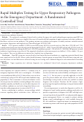 Cover page: Rapid Multiplex Testing for Upper Respiratory Pathogens in the Emergency Department: A Randomized Controlled Trial