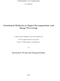 Cover page: Variational Methods in Signal Decomposition and Image Processing