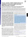Cover page: Genetic variation of DNA methyltransferase-3A contributes to protection against persistent MRSA bacteremia in patients