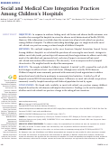 Cover page: Social and Medical Care Integration Practices Among Childrens Hospitals.