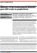 Cover page: Deficiency of the frontotemporal dementia gene GRN results in gangliosidosis