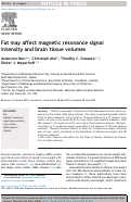 Cover page: Fat may affect magnetic resonance signal intensity and brain tissue volumes