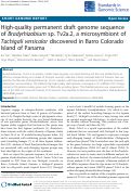 Cover page: High-quality permanent draft genome sequence of Bradyrhizobium sp. Tv2a.2, a microsymbiont of Tachigali versicolor discovered in Barro Colorado Island of Panama