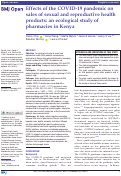 Cover page: Effects of the COVID-19 pandemic on sales of sexual and reproductive health products: an ecological study of pharmacies in Kenya.