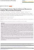 Cover page of Parent Reports Versus Objective Behavioral Measures in Pediatric Sleep‐Disordered Breathing