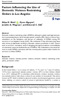 Cover page: Factors Influencing the Use of Domestic Violence Restraining Orders in Los Angeles.