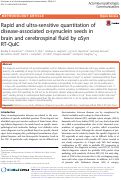 Cover page: Rapid and ultra-sensitive quantitation of disease-associated α-synuclein seeds in brain and cerebrospinal fluid by αSyn RT-QuIC.