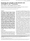 Cover page: Predicting the strength of UP-elements and full-length E. coli σE promoters