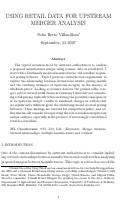 Cover page: Using Retail Scanner Data for Upstream Merger Analysis: Counterfactual Experiments in the Retail Coffee Market