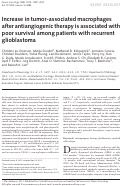 Cover page: Increase in tumor-associated macrophages after antiangiogenic therapy is associated with poor survival among patients with recurrent glioblastoma