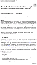 Cover page: Managing Potable Water in Southeastern Spain, Los Angeles, and Sydney: Transcontinental Approaches to Overcome Water Scarcity
