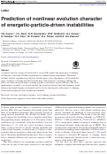 Cover page: Prediction of nonlinear evolution character of energetic-particle-driven instabilities