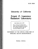Cover page: REFINEMENT OF THE CRYSTAL STRUCTURE OF MERCURIC SULFATE MONOHYDRATE