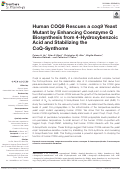 Cover page: Human COQ9 Rescues a coq9 Yeast Mutant by Enhancing Coenzyme Q Biosynthesis from 4-Hydroxybenzoic Acid and Stabilizing the CoQ-Synthome