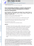 Cover page: Peers Emotionality and Childrens Academic Achievement in Second Grade: Testing the Moderating Role of Childrens Behavioral Self-Regulation.