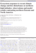 Cover page: Ecosystems responses to recent climate change and fire disturbance at northeren latitudes: Observations and modeling results contrasting Eurasia and North America