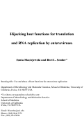 Cover page: Hijacking Host Functions for Translation and RNA Replication by Enteroviruses