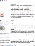 Cover page: Tetanus seroprotection among children in the Democratic Republic of the Congo, 2013–2014