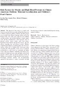 Cover page: Risk factors for obesity and high blood pressure in Chinese American children: maternal acculturation and children's food choices.