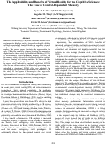 Cover page: The Applicability and Benefits of Virtual Reality for the Cognitive Sciences: The Case of Context-Dependent Memory