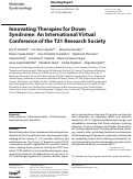 Cover page: Innovating Therapies for Down Syndrome: An International Virtual Conference of the T21 Research Society.