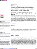 Cover page: Ethical and practical considerations for interventional HIV cure-related research at the end-of-life: A qualitative study with key stakeholders in the United States.