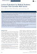 Cover page: Lecture Evaluations by Medical Students: Concepts That Correlate With Scores