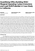 Cover page: Quantifying Office Building HVAC Marginal Operating Carbon Emissions and Load Shift Potential: A Case Study in California