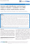 Cover page: Genome-wide identification and functional analysis of Apobec-1-mediated C-to-U RNA editing in mouse small intestine and liver