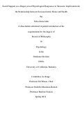 Cover page: Social Support as a Shaper of our Physiological Responses to Stressors: Implications for the Relationship between Socioeconomic Status and Health