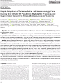 Cover page: Rapid Adoption of Telemedicine in Rheumatology Care During the COVID‐19 Pandemic Highlights Training and Supervision Concerns Among Rheumatology Trainees