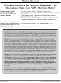 Cover page: Procedural Sedation in the Emergency Department – An Observational Study: Does Nil Per Os Status Matter?