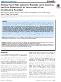 Cover page: Resting heart rate variability predicts safety learning and fear extinction in an interoceptive fear conditioning paradigm.