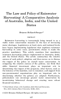 Cover page: The Law and Policy of Rainwater harvesting: A Comparative Analysis of Australia, India, and the United States