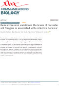 Cover page: Gene expression variation in the brains of harvester ant foragers is associated with collective behavior.