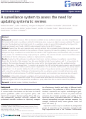 Cover page: A surveillance system to assess the need for updating systematic reviews