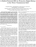 Cover page: A Hybrid Network IDS for Protective Digital Relays in the Power Transmission Grid