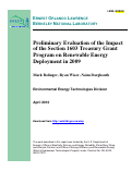 Cover page: Preliminary Evaluation of the Impact of the Section 1603 Treasury Grant Program on Renewable Energy Deployment in 2009
