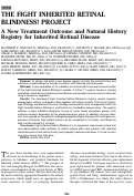 Cover page: THE FIGHT INHERITED RETINAL BLINDNESS! PROJECT: A New Treatment Outcome and Natural History Registry for Inherited Retinal Disease.