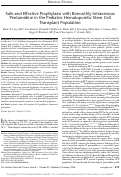 Cover page: Safe and Effective Prophylaxis with Bimonthly Intravenous Pentamidine in the Pediatric Hematopoietic Stem Cell Transplant Population